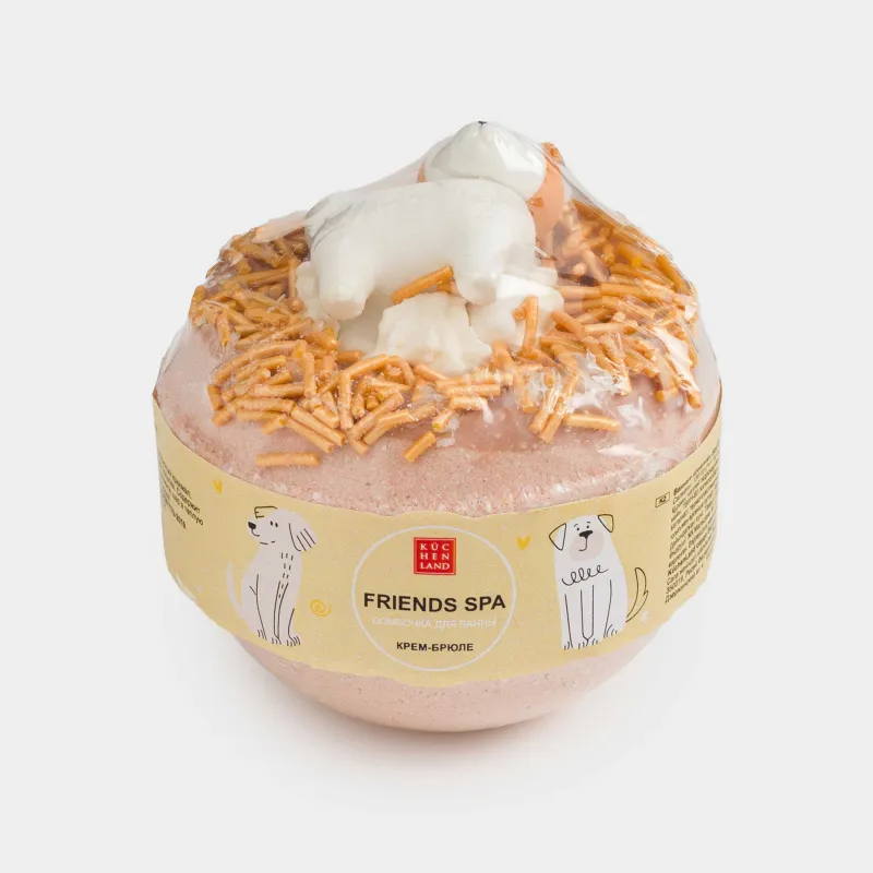 Бомбочка для ванны, 130 гр, с игрушкой, бежевая, в ассортименте, Крем-брюле, Friends spa, image-3