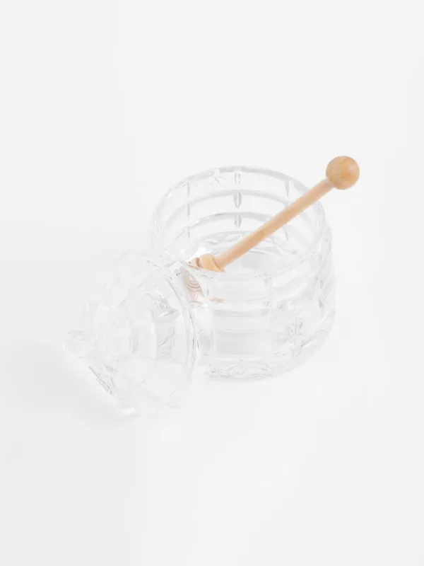 Банка для меда, 290 мл, с ложкой, стекло Р/дерево, Узоры, Honey, image-2