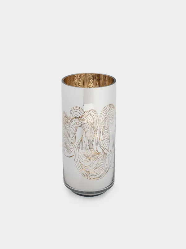 Подсвечник, 9x20 см, для чайной свечи, стекло, золотистый, Лошади, Horse gold, image-1