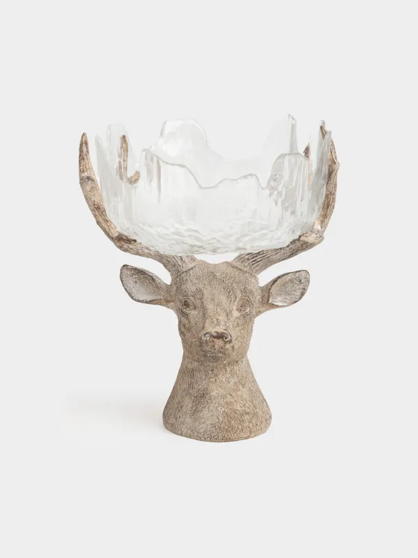 Ваза для фруктов, 27х17х23 см, на ножке, полирезин, цвет, Олень, Arctic deer, image-0