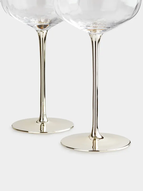 Бокал для красного вина, 2 шт, золотистая ножка, Glyfada, image-3