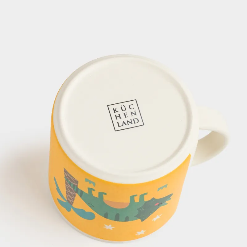 Кружка, детская, 350 мл, бамбук, желтая, Динозавр и пальма, Dino, image-3