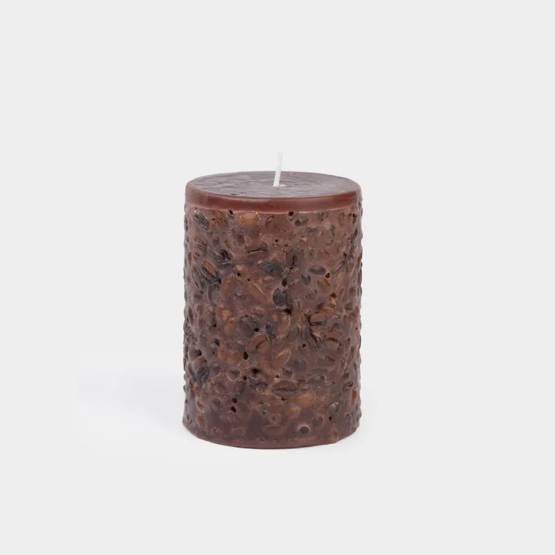Свеча 8x10 см, цилиндрическая, коричневая, Кофе, Coffee candle