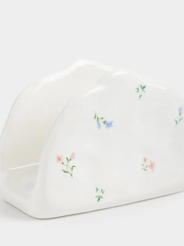 Салфетница, 12 см, керамика D, молочная, Нежные цветы, El flora, image-2