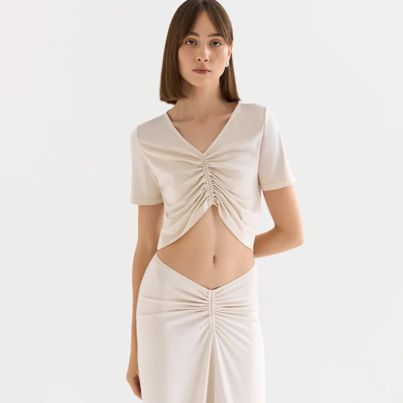 Кроп-топ женский, с коротким рукавом, Ametina