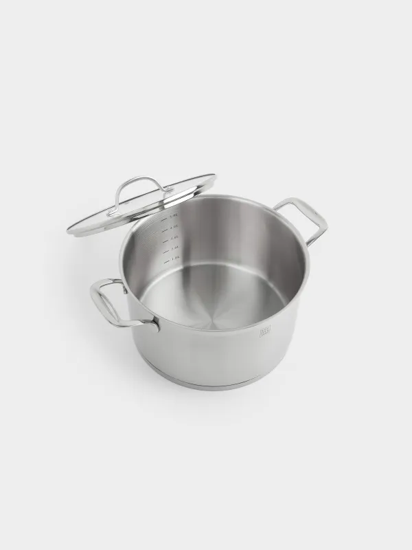 Кастрюля, 24 см, 6 л, с крышкой, сталь/стекло Б, Silver Stone, image-3