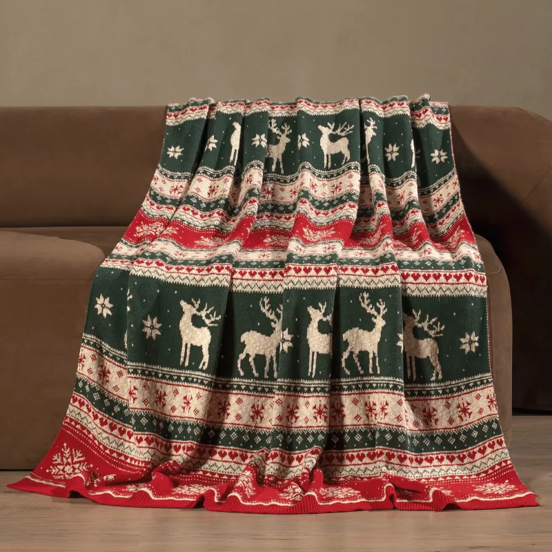 Плед, 130х170 см, хлопок, молочно-коричневый, Скандинавские узоры, Lapland print