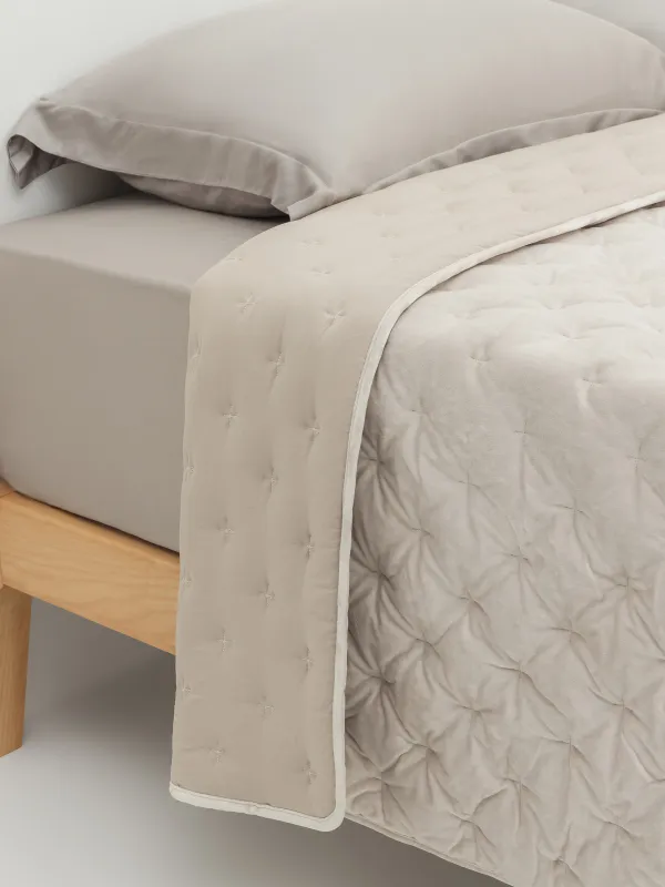 Покрывало, 220х240 см, стеганое, вельвет/микрофибра, молочное, Линии, Stitch velvet, image-2