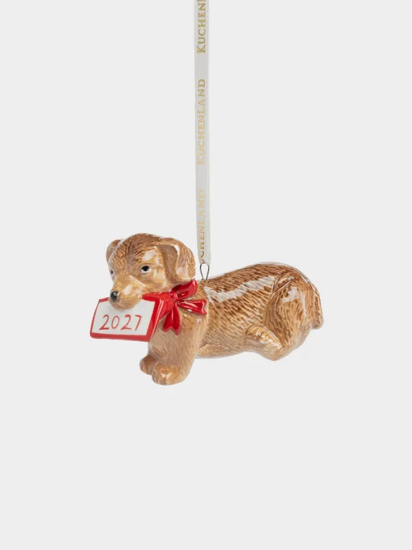 Игрушка елочная, 8х5 см, Такса с бантом, Figure christmas, image-2