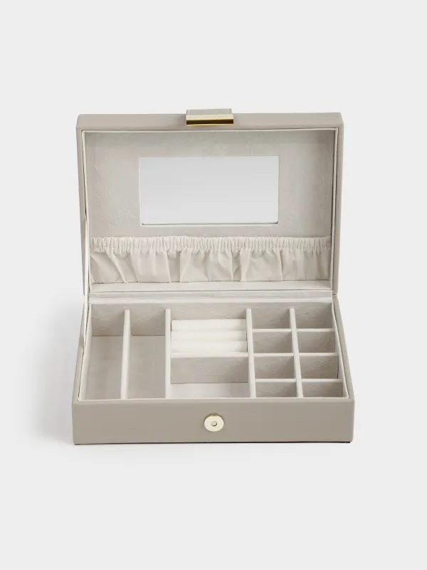 Шкатулка для украшений, 20х15 см, с зеркалом, дерево/искусственная кожа, бежевая, Premiere one, image-2