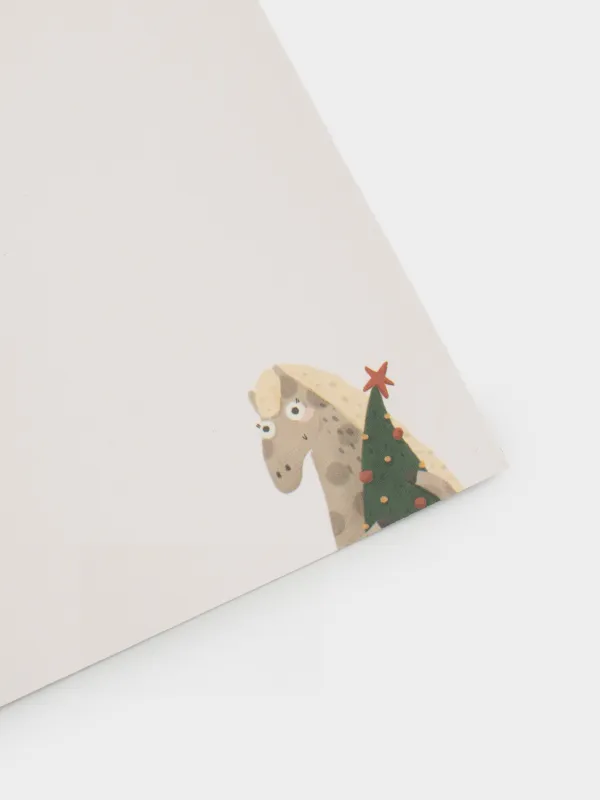 Открытка подарочная, 12х17 см, бумага, зеленая, Лошадь с елкой, Horse cute, image-4