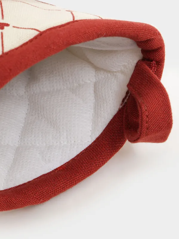 Прихватка-варежка, 14х20 см, хлопок, бежевая, Ромбы, Heart kitchen, image-4