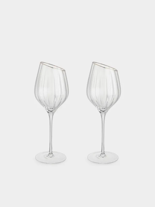 Бокал для белого вина, 460 мл, 2 шт, стекло, с золотистым кантом, Charm R gold, image-0