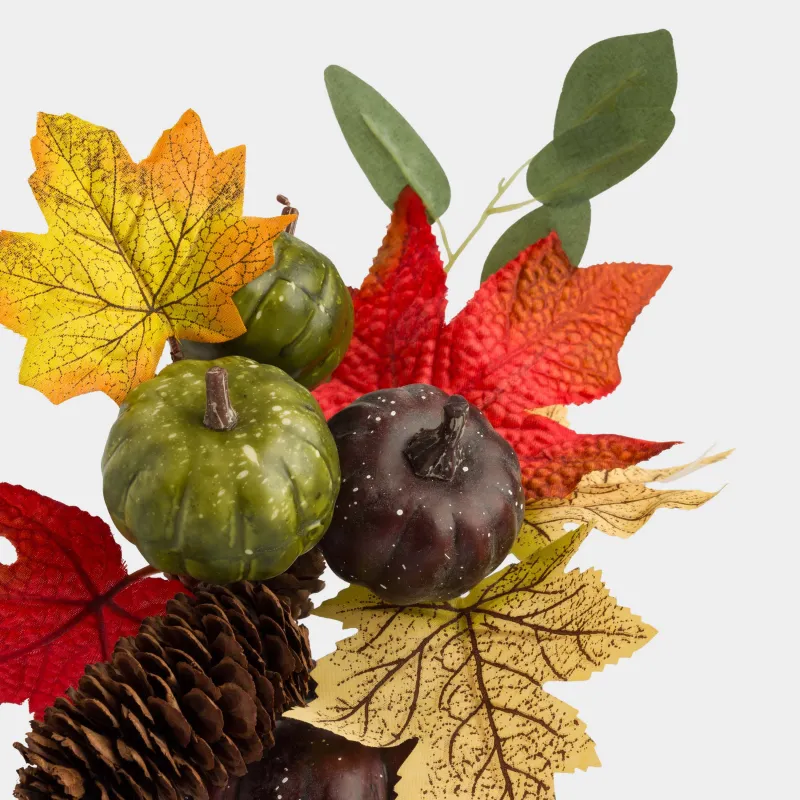 Композиция декоративная, 21 см, пенопласт, Осенний букет в темной тыкве, Grand garden decor, image-2