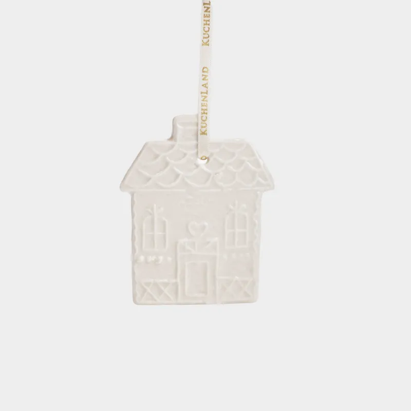 Игрушка елочная, 8 см, фарфор P, белая, Дом, Figure christmas