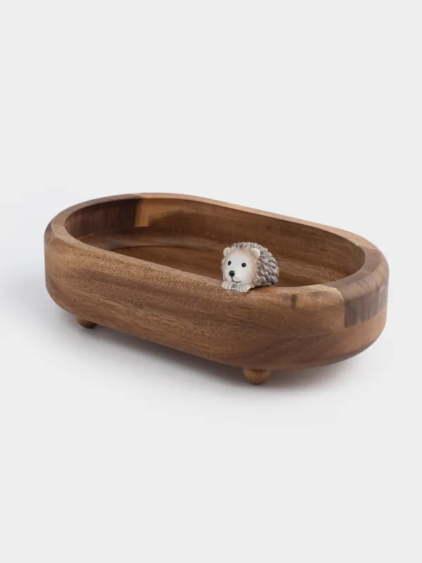 Блюдо декоративное, 25х15х5 см, дерево/полирезин, на ножках, овальное, Ежик, Noble tree, image-3