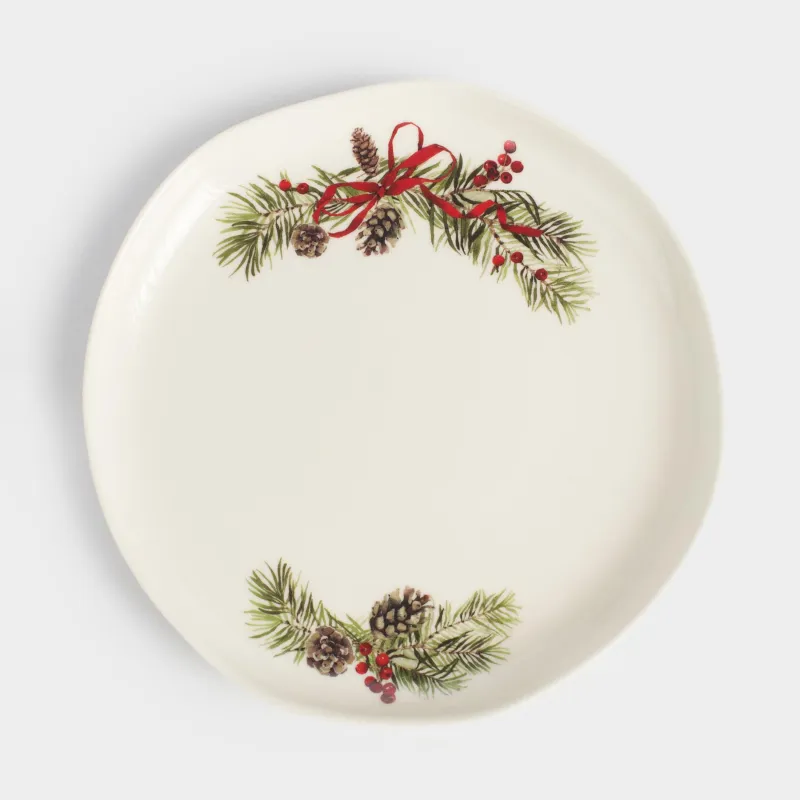 Тарелка закусочная, 19 см, фарфор N, белая, Шишки и рябина, Rowan delice