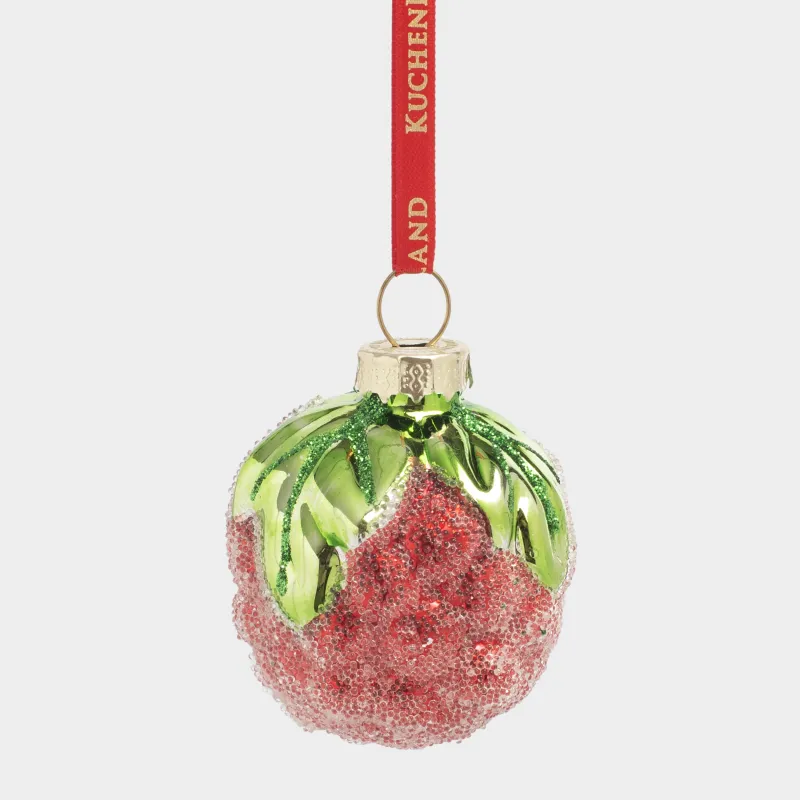 Игрушка елочная, 5 см, стекло, красная, Малина, Fruits