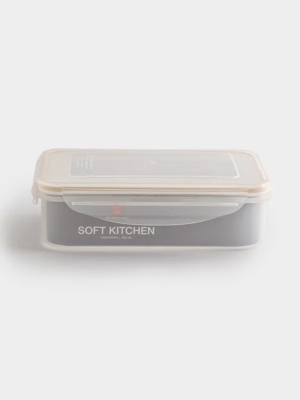 Контейнер, 800 мл, с клипсами, пластик/силикон, прямоугольный, бежевый, Roomy clip, image-4