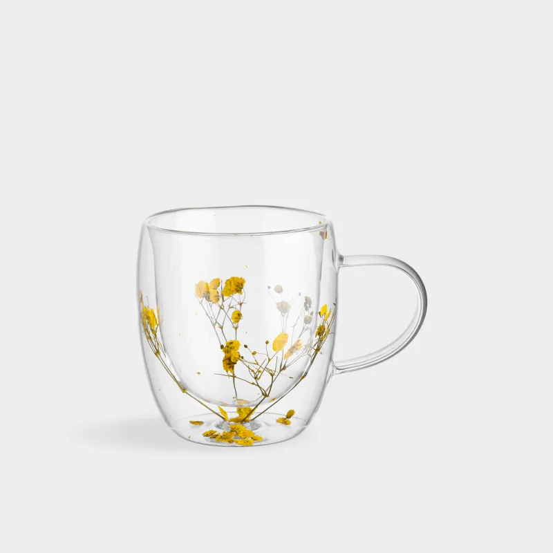 Кружка, 330 мл, стекло Б, с сухоцветами внутри, Цветы, Air decor