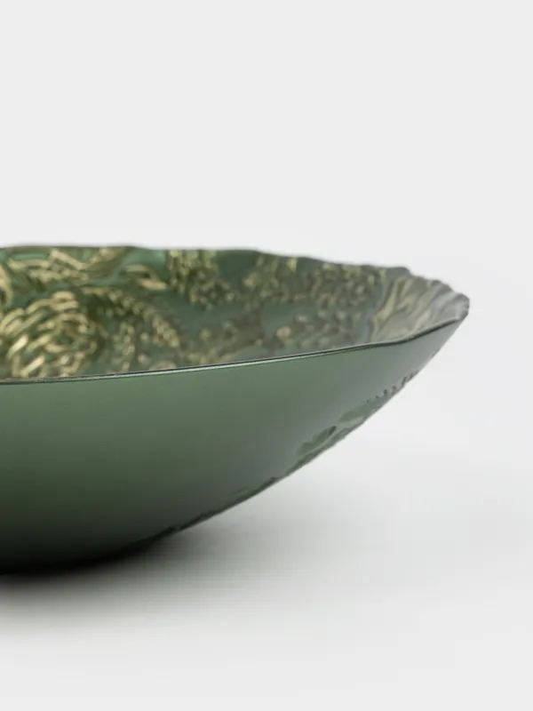 Ваза для фруктов, 30х8 см, стекло, зеленая, Еловая ветка, Brumal, image-3