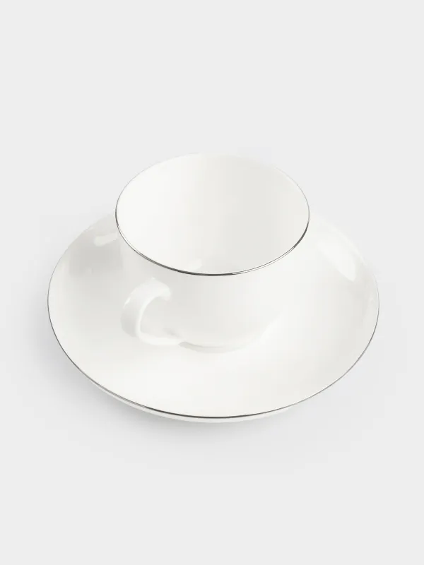 Пара чайная, 6 перс, 12 пр, 250 мл, фарфор F, белая, Ideal silver, image-4