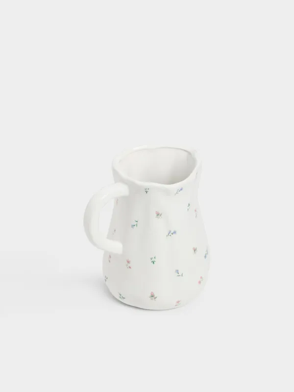 Кувшин, 1,4 л, керамика D, молочный, Нежные цветы, El flora, image-3