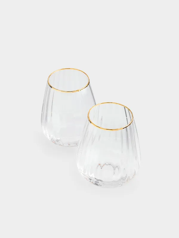 Стакан, 11 см, 430 мл, 2 шт, стекло, с золотистым кантом, Glyfada, image-2