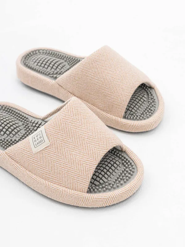Тапочки женские, домашние, открытые, полиэстер, бежевые, Lint, image-1