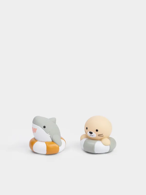 Набор игрушек для купания, 2 пр, 6 см, с подсветкой, ПВХ, цветные, Морские жители, Aquatic animals, image-0