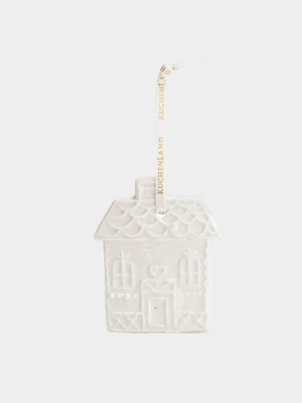 Игрушка елочная, 8 см, фарфор P, белая, Дом, Figure christmas, image-0