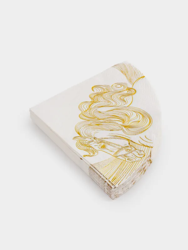 Салфетки бумажные, 33 см, 20 шт, Horse gold, image-1