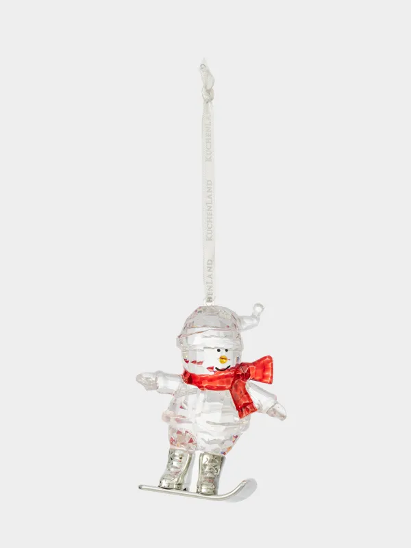 Игрушка елочная, 9 см, Снеговик на сноуборде, Figure crystal, image-1