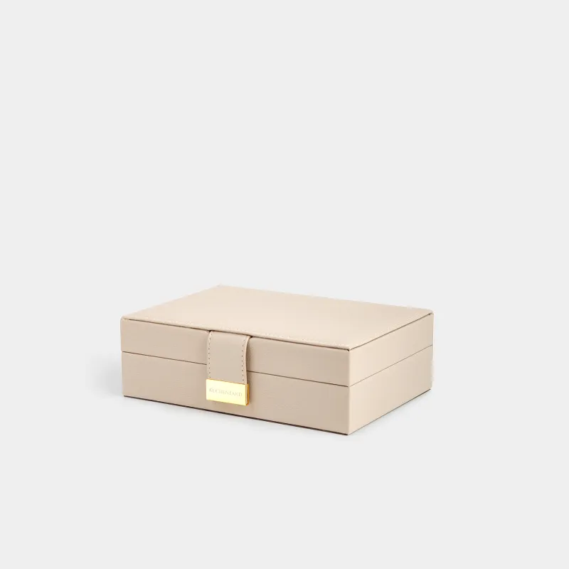 Шкатулка для украшений, 20х15 см, с зеркалом, дерево/искусственная кожа, бежевая, Premiere one