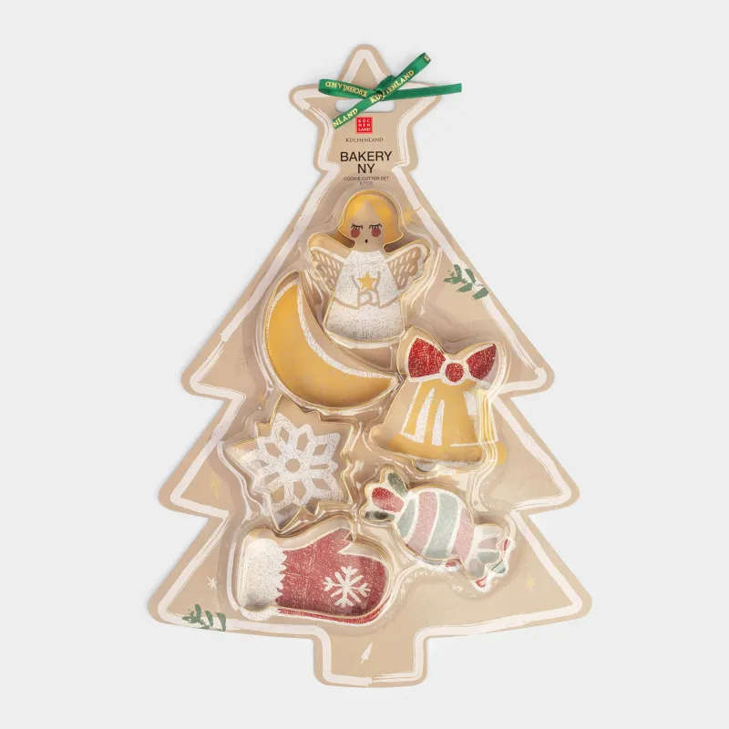 Набор форм для печенья, 6 шт, сталь, золотистый, Атрибуты праздника, Bakery NY