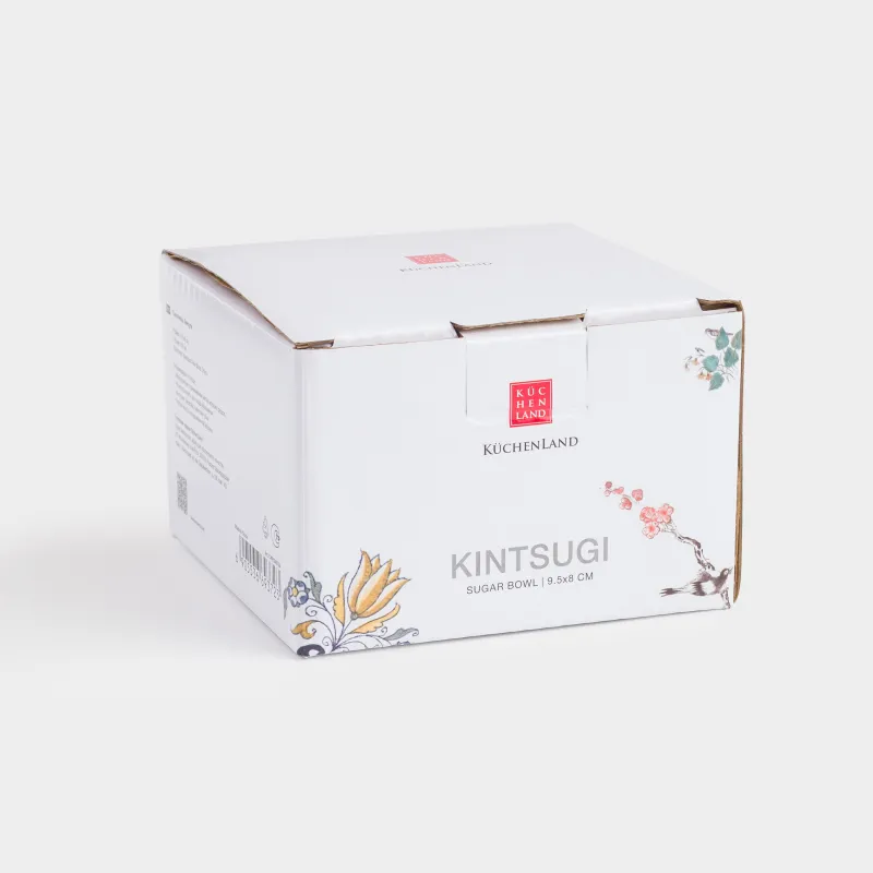 Сахарница, 10 см, 160 мл, фарфор N, бело-золотистая, Кинцуги, Revival, image-4