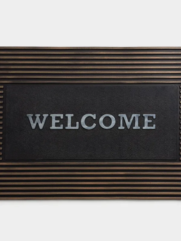 Коврик придверный, 45х75 см, резина, бронзово-черный, Полосы, Home deco, image-1