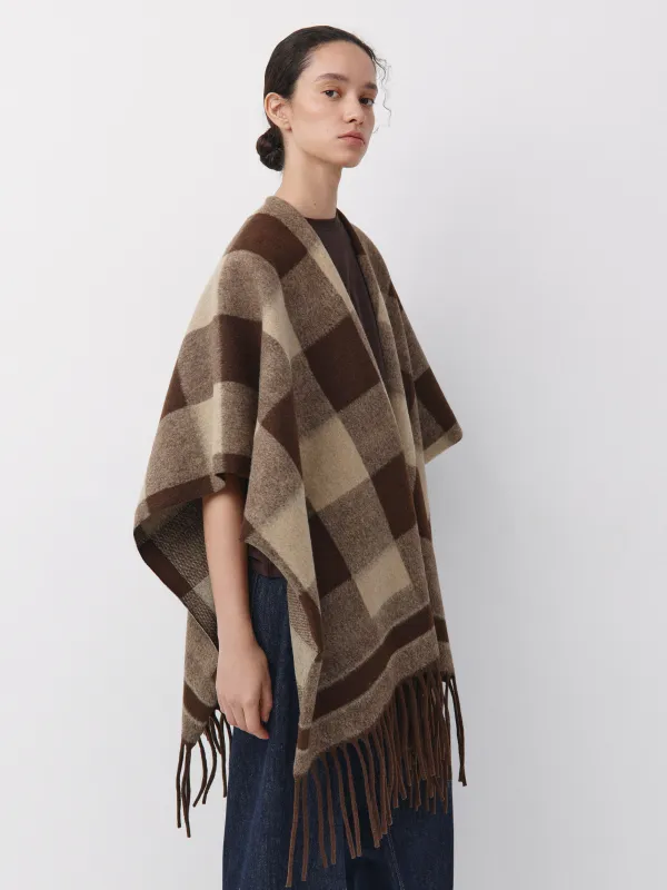 Пончо в клетку с бахромой, Poncho, image-2