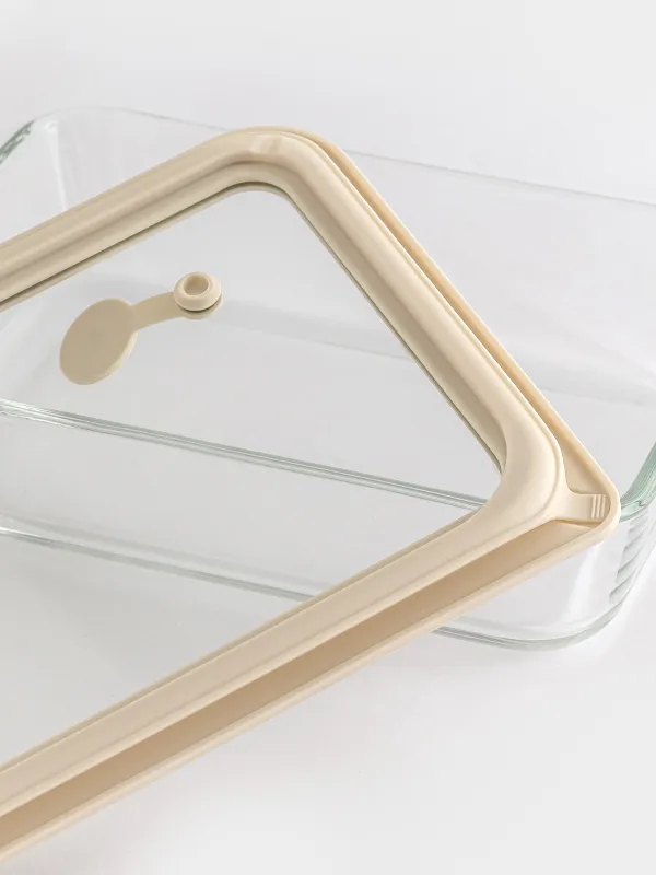 Контейнер, 700 мл, с клапаном, стекло Т/силикон, прямоугольный, бежевый, Verre, image-3