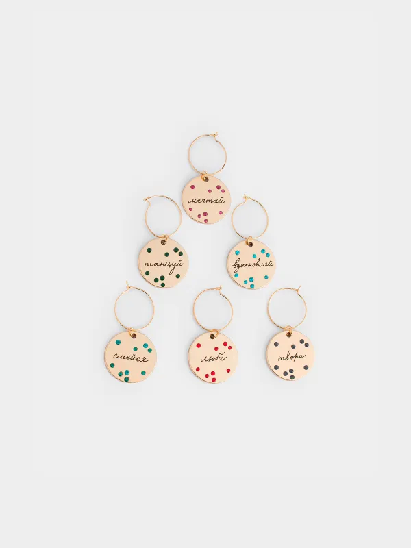 Подвеска для бокала, 6 шт, Пожелания на медальоне, Т Fantastic gold, image-0