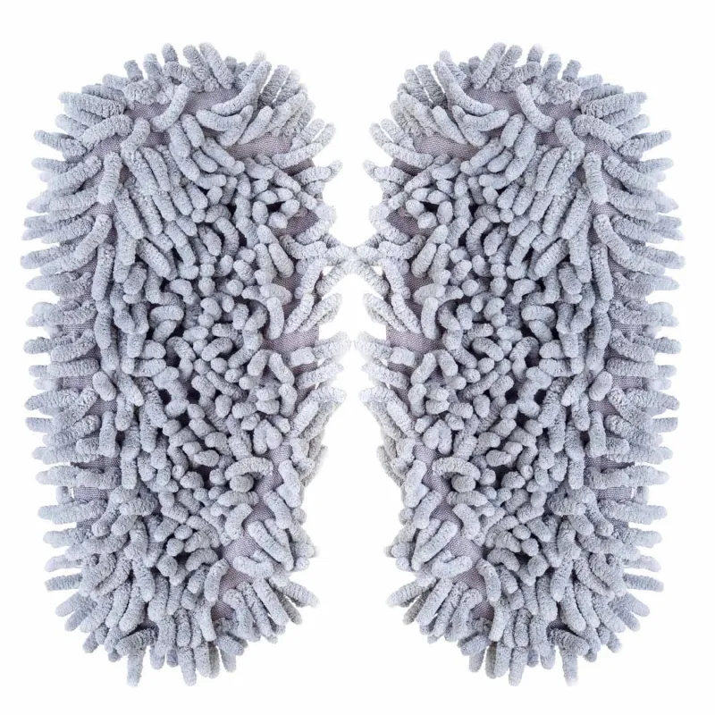 Тапочки-полотеры, 26 см, со съемной подошвой, микрофибра, серые, Clean, image-1