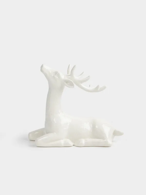 Статуэтка, 17 см, керамика, белая, Олень, Forest deers, image-0