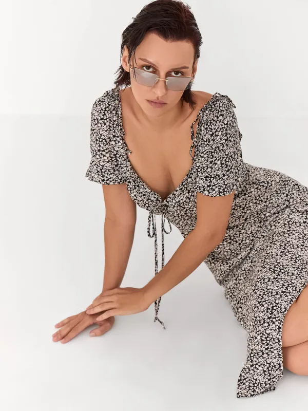 Платье миди с коротким рукавом, с разрезом, Drina, image-7