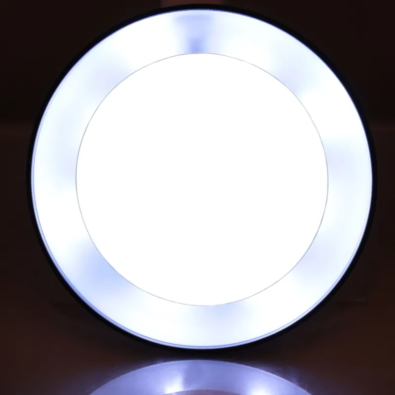 Зеркало подвесное, 10/7 см, увеличительное, с подсветкой, на присоске, пластик, черное, Mirror, image-2