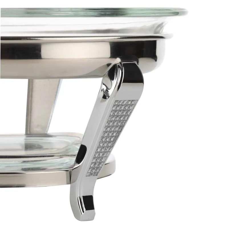 Салатник, 30х13 см, 3 пр, с ложкой/вилкой, на подставке, стекло/металл, Antarctica, image-4