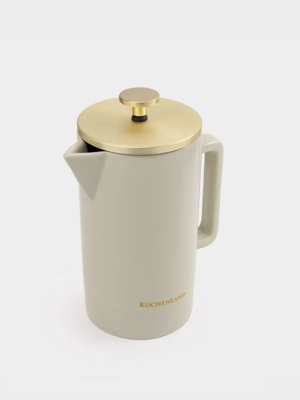 Френч-пресс, 700 мл, керамика/сталь, бежево-золотистый, Latte, image-1