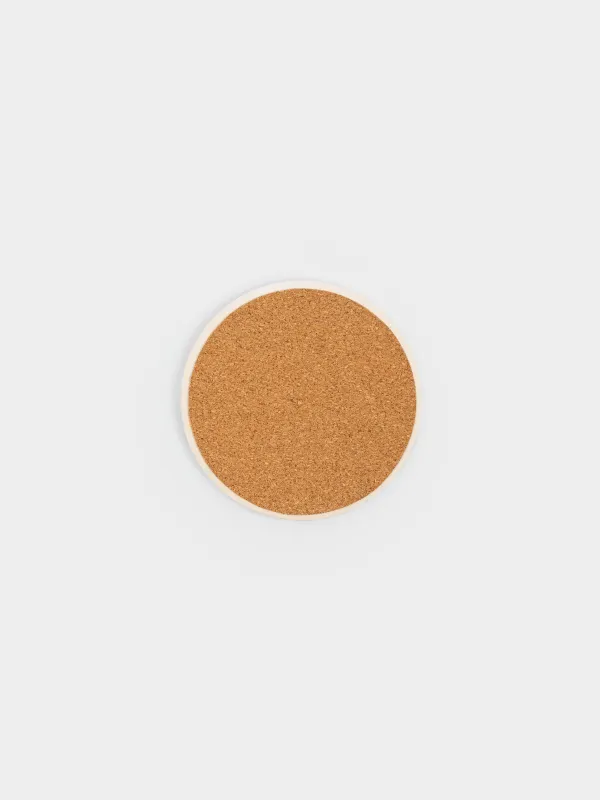 Подставка под кружку, 11 см, круглая, керамика/пробка, белая, Цветок, Sicily, image-3