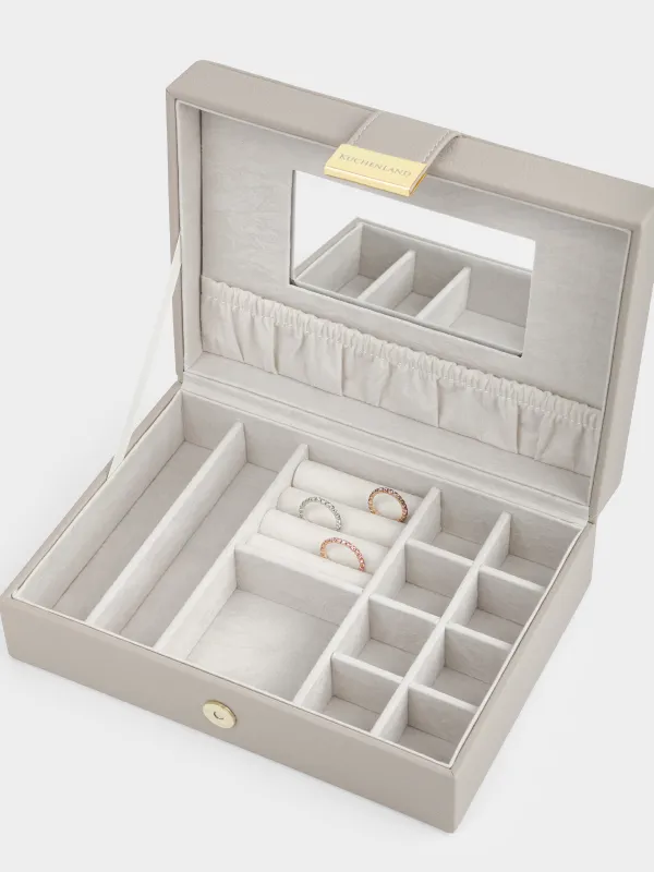 Шкатулка для украшений, 20х15 см, с зеркалом, дерево/искусственная кожа, серая, Premiere one, image-6