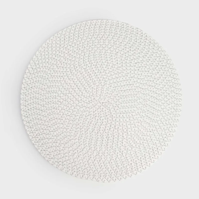 Салфетка под приборы, 38 см, целлюлоза/ПЭТ, круглая, серебристо-белая, Straw
