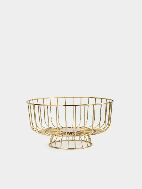 Корзина для фруктов, 28х14 см, на ножке, Twist gold, image-0